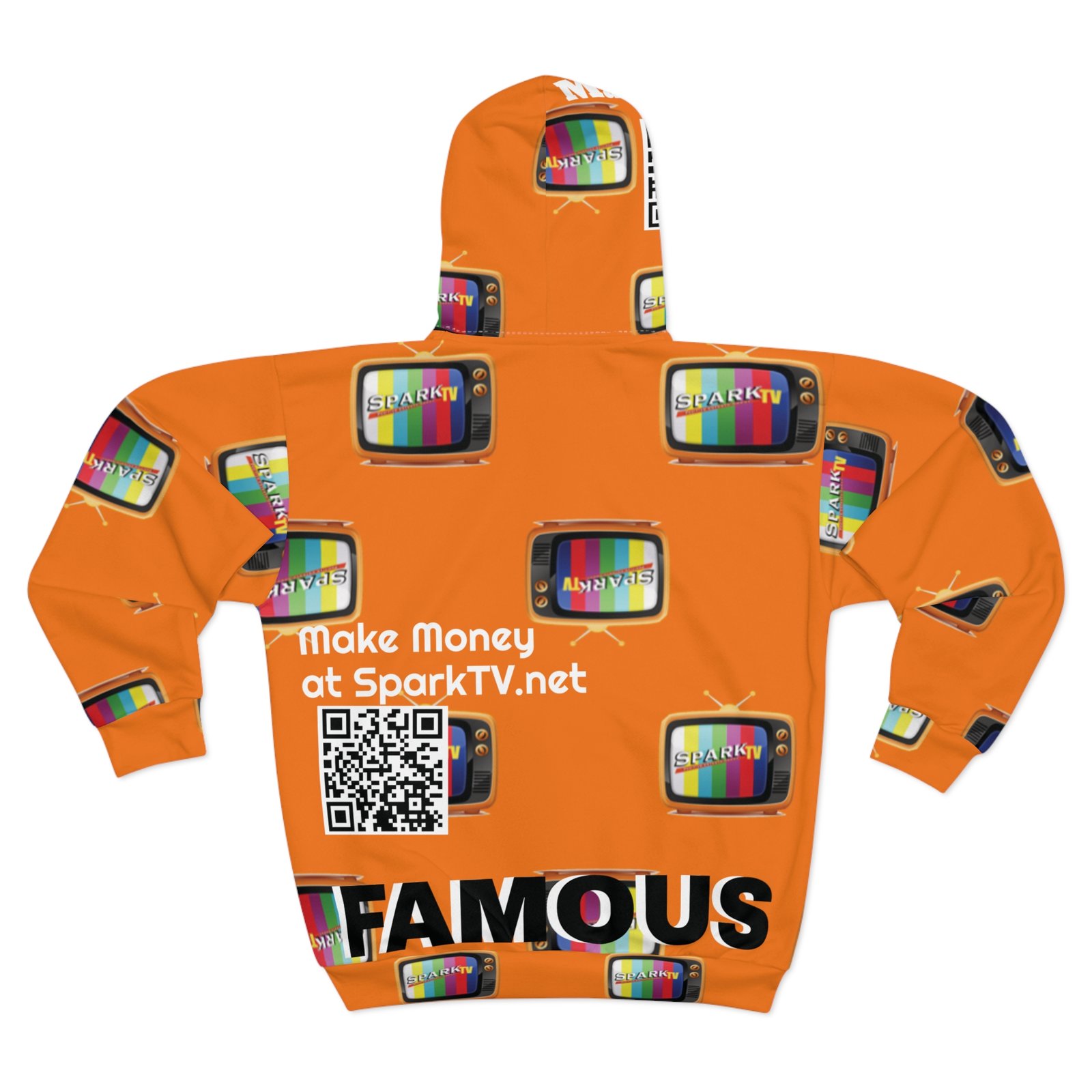 Spark TV Unisex Zip Hoodie (AOP) - ORANGE - Image 2