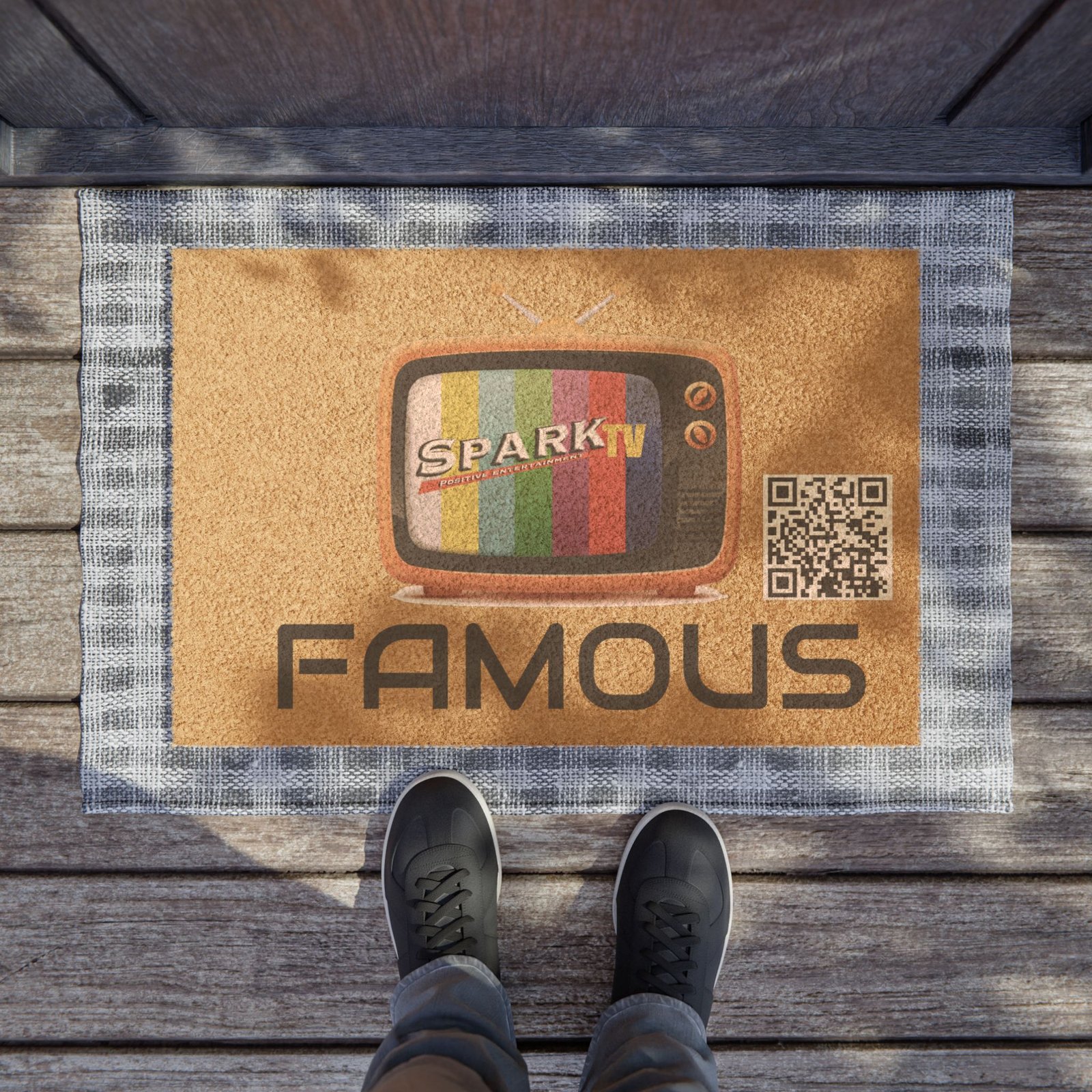 Doormat — Spark TV "FAMOUS" Welcome Mat (SparkTV Test Pattern, QR Code) - Image 3