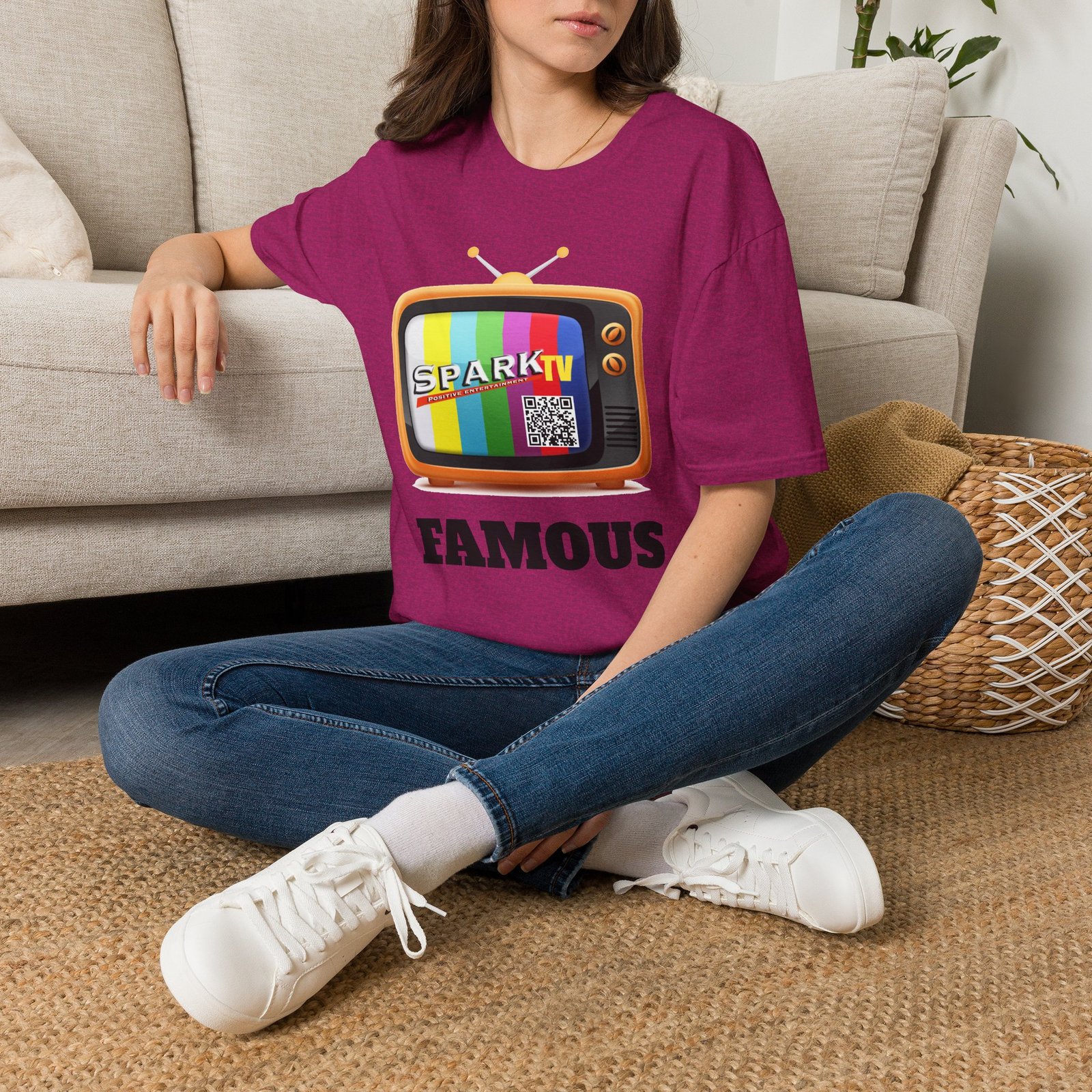 Spark TV Graphic T-Shirt — Spark TV 'FAMOUS' Vintage Screen Tee - Image 38