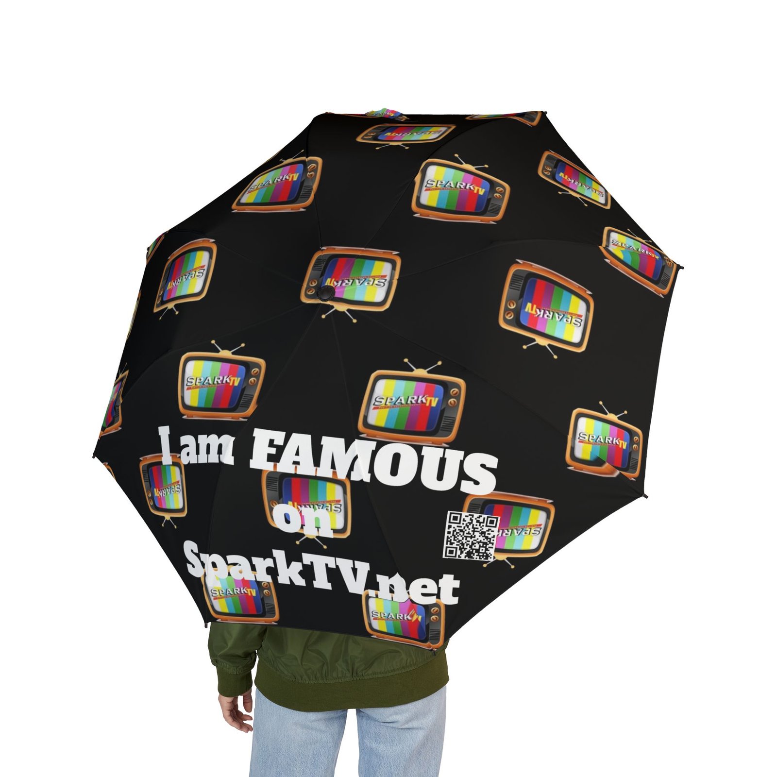 Spark TV - I am FAMOUS - Foldable Umbrella — Semi-Automatic Travel Umbrella - Image 3