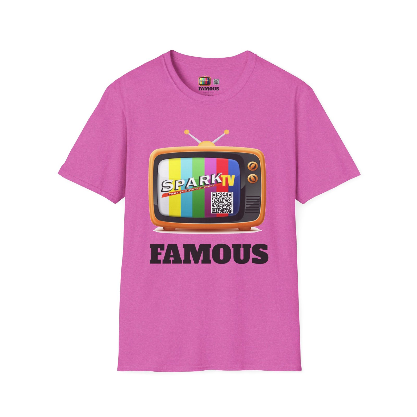 Spark TV Graphic T-Shirt — Spark TV 'FAMOUS' Vintage Screen Tee - Image 43