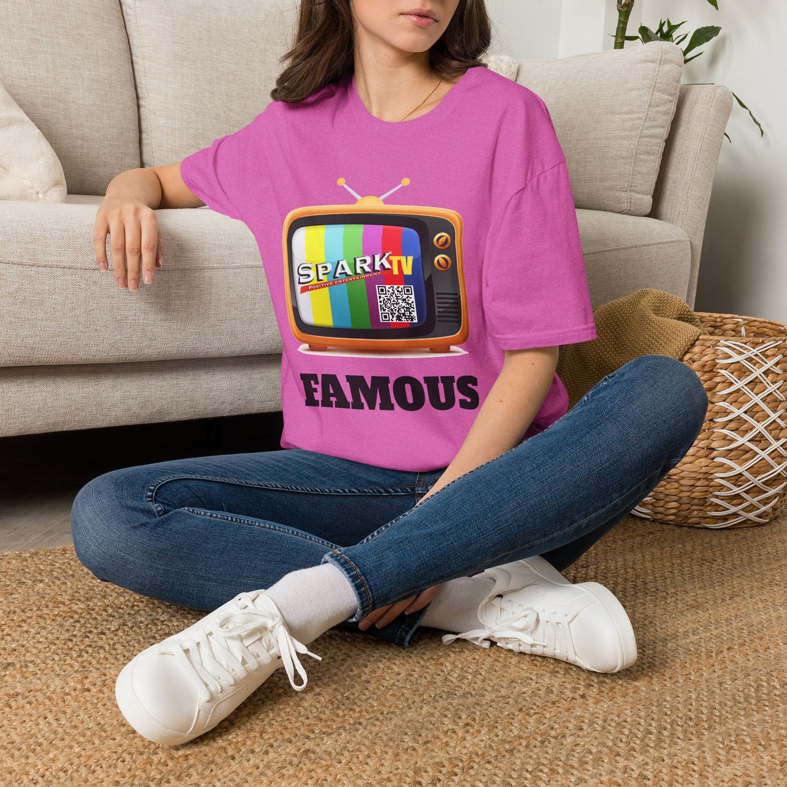 Spark TV Graphic T-Shirt — Spark TV 'FAMOUS' Vintage Screen Tee - Image 42