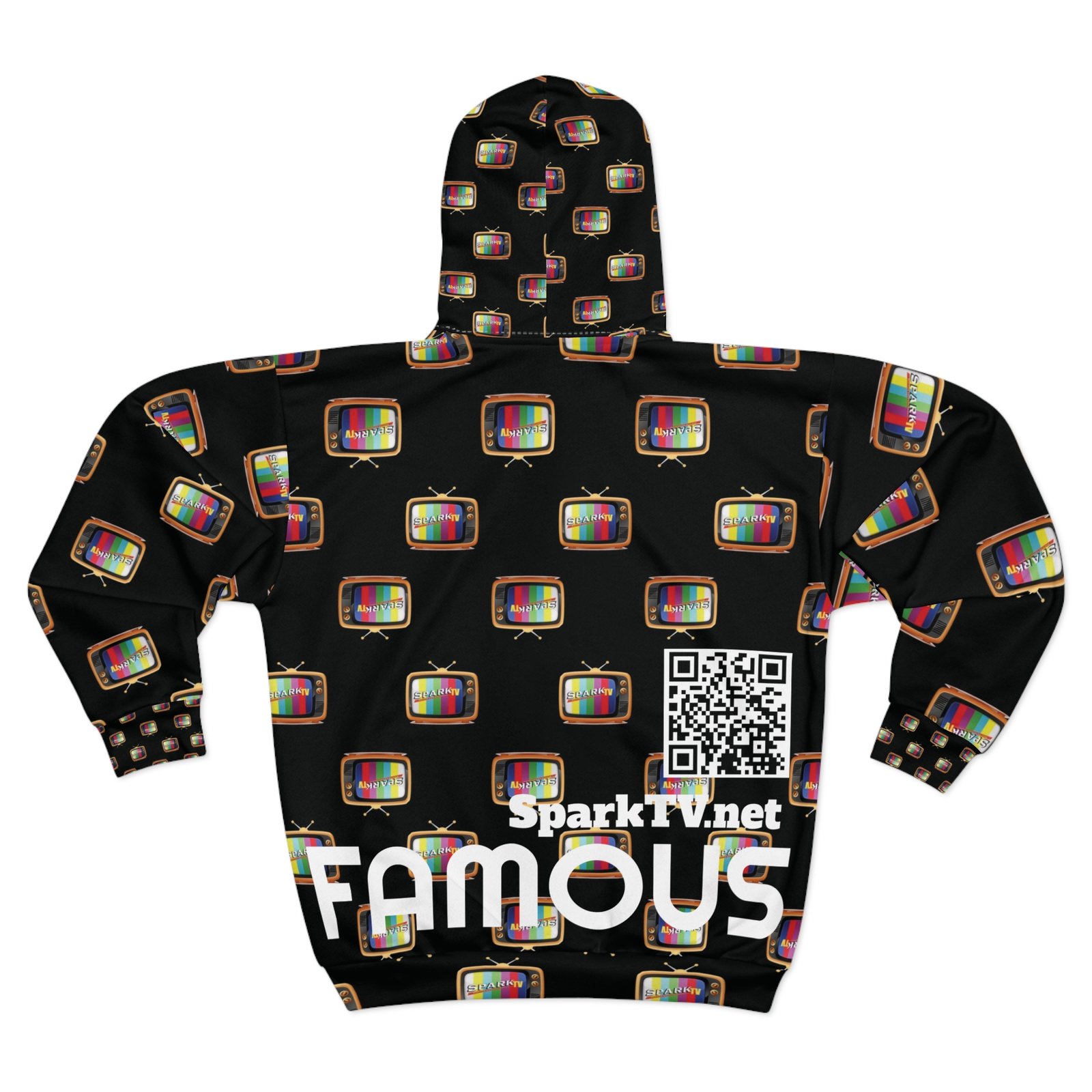 Black Spark TV Unisex Zip Hoodie (AOP) - Image 3