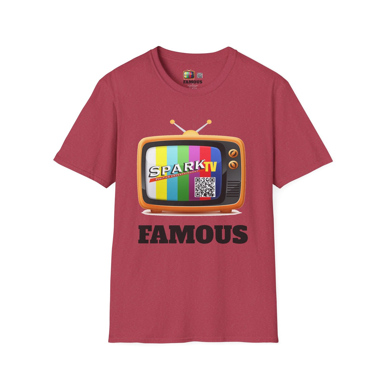 Spark TV Graphic T-Shirt — Spark TV 'FAMOUS' Vintage Screen Tee - Image 55