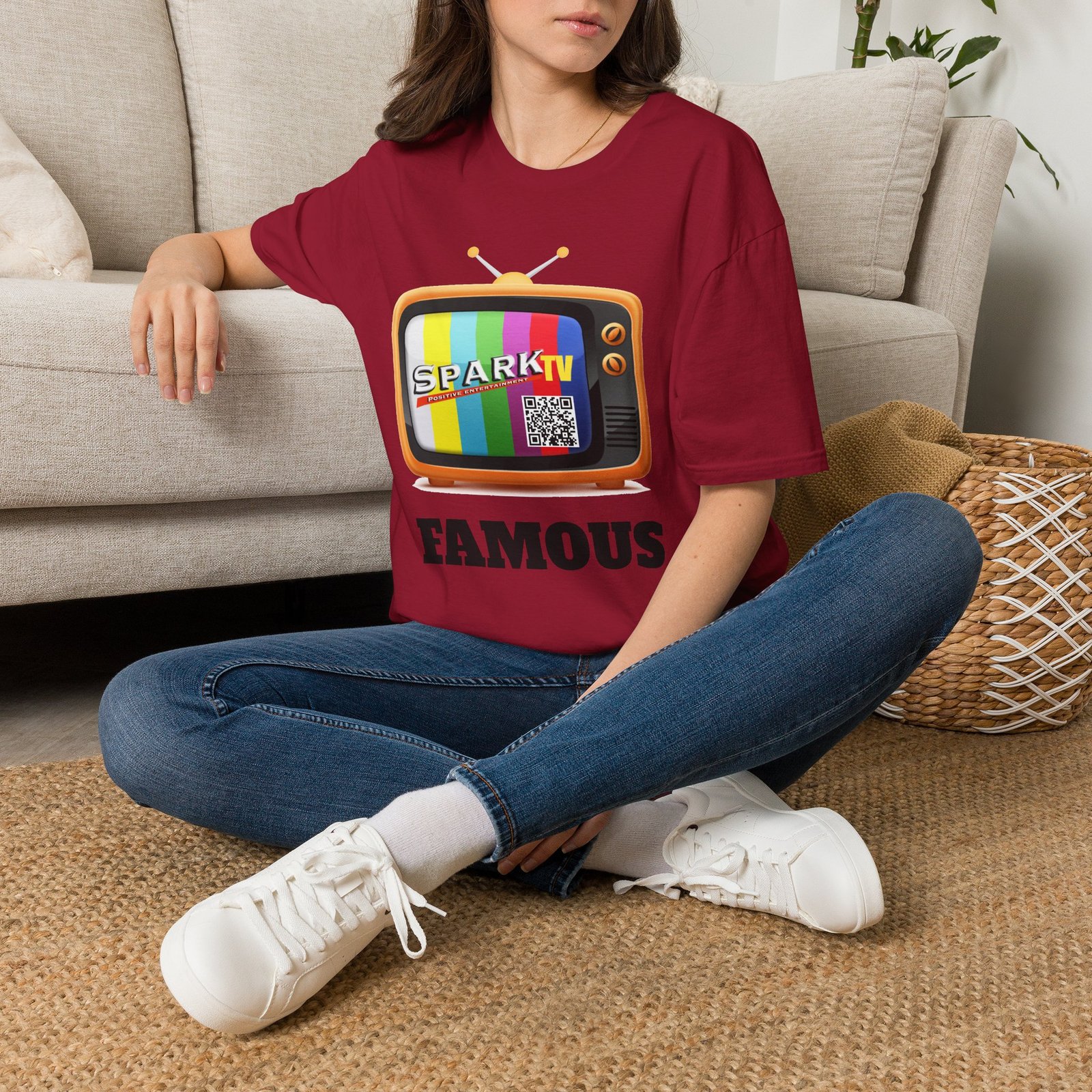 Spark TV Graphic T-Shirt — Spark TV 'FAMOUS' Vintage Screen Tee - Image 58
