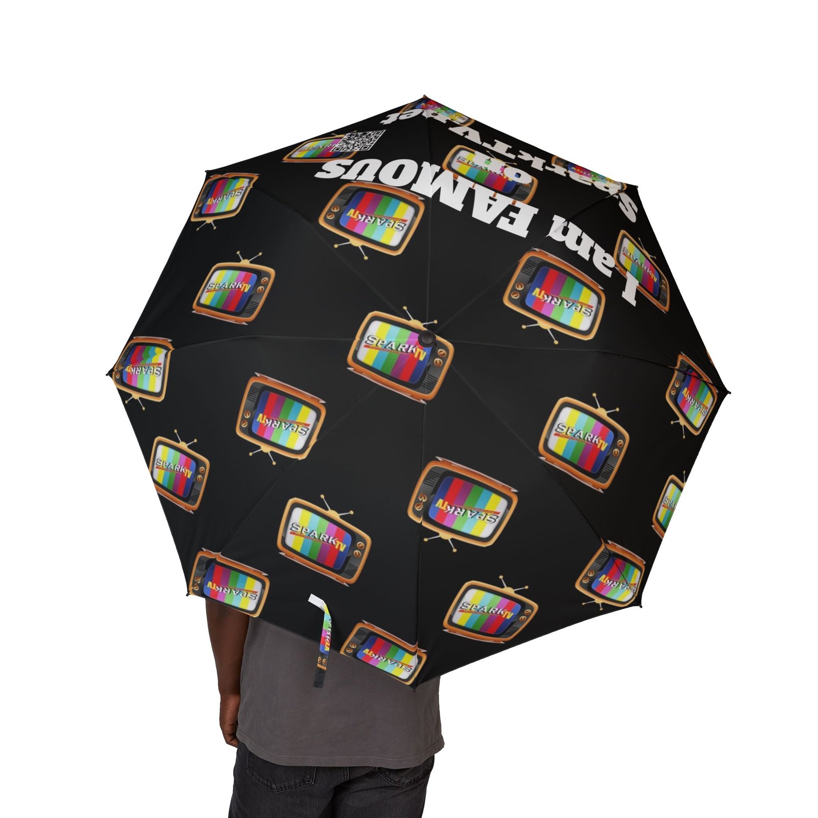 Spark TV - I am FAMOUS - Foldable Umbrella — Semi-Automatic Travel Umbrella - Image 4
