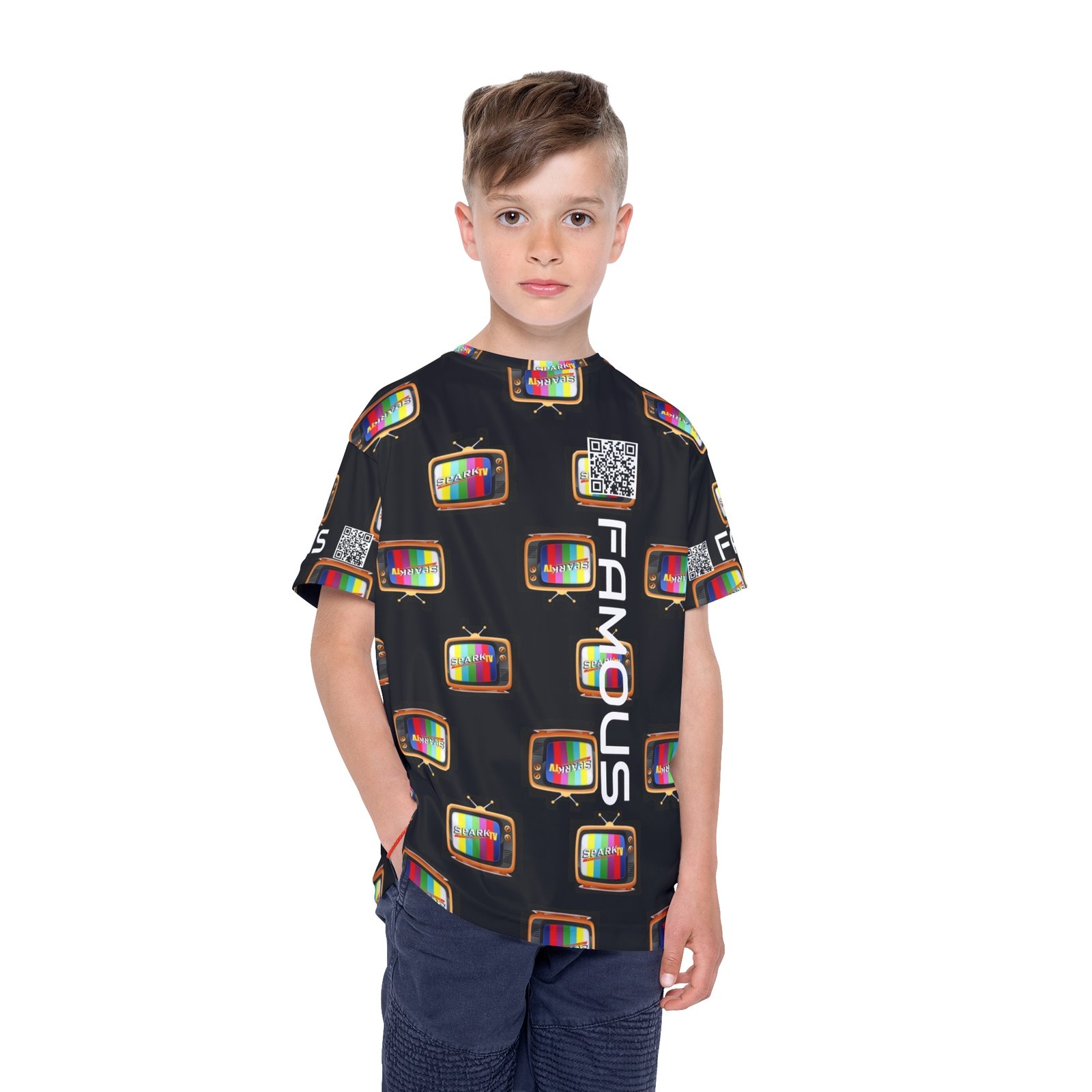 Kids Spark TV Jersey — "FAMOUS" All-Over Print - Image 3