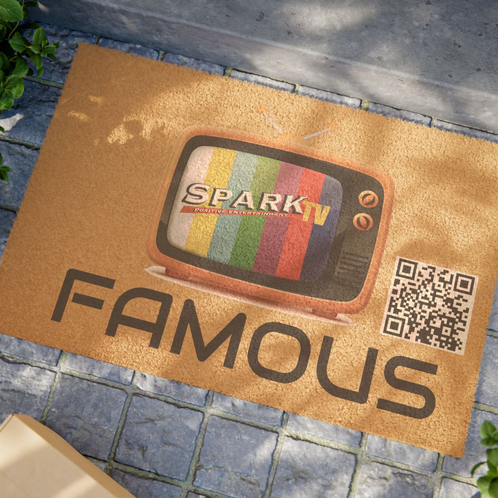 Doormat — Spark TV "FAMOUS" Welcome Mat (SparkTV Test Pattern, QR Code) - Image 4