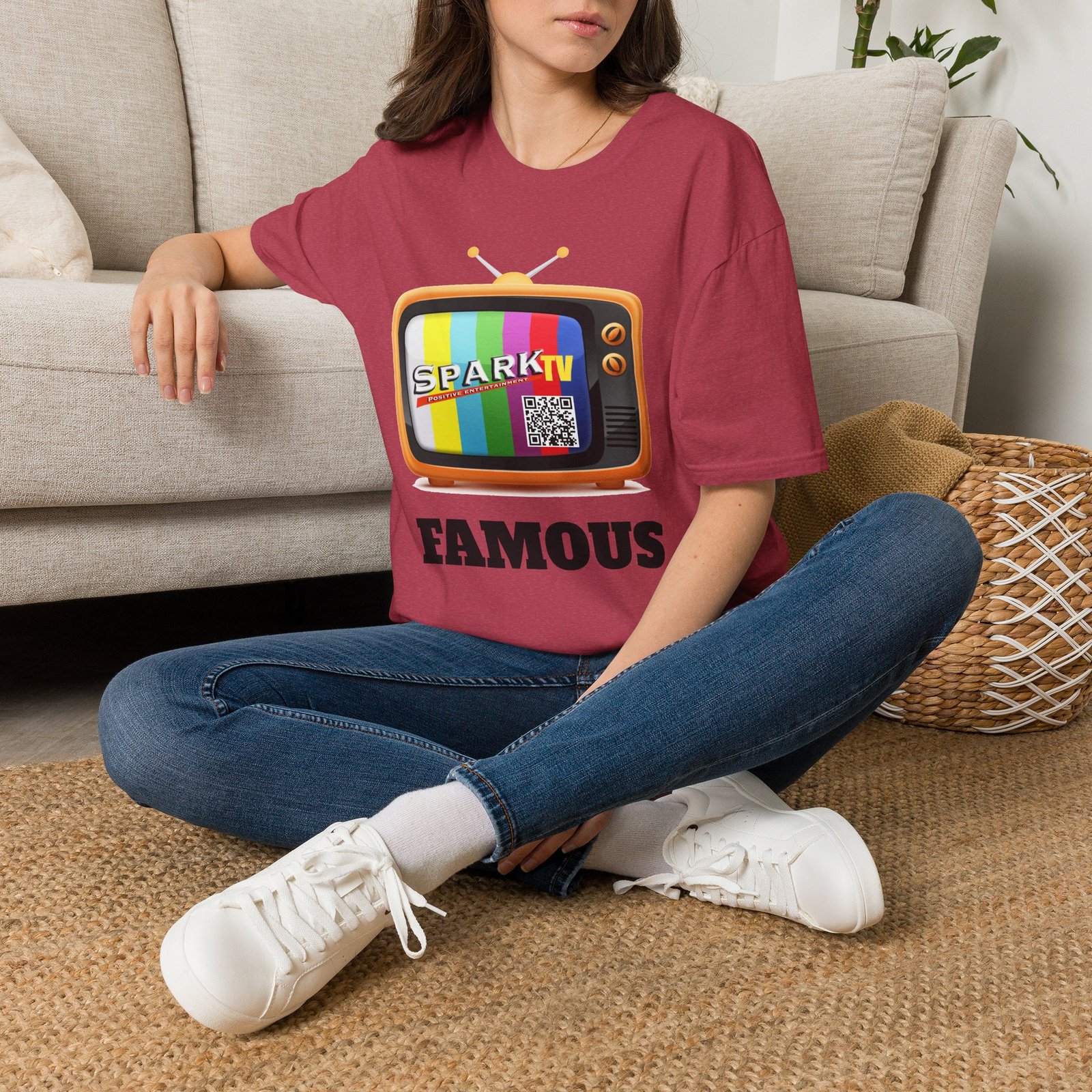Spark TV Graphic T-Shirt — Spark TV 'FAMOUS' Vintage Screen Tee - Image 54